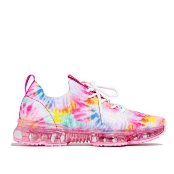 !! NEW !! Slip On Flyknit Sneakers in Pink Tie Dye - Picture 4 of 10